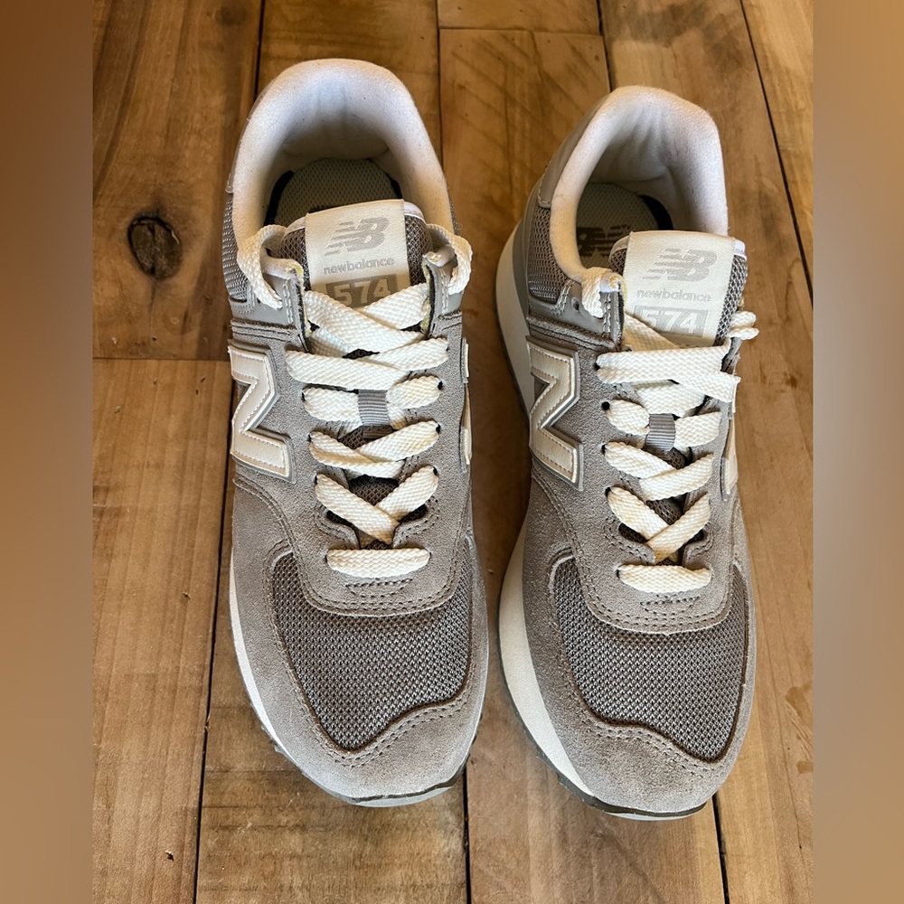 New Balance 574+ Grey White Platform Sneakers Women’s Size 9
